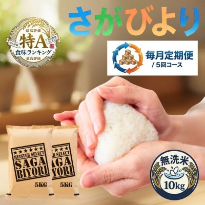 【毎月定期便】【無洗米】さがびより10kg(5kg×2袋)(吉野ヶ里町)全5回