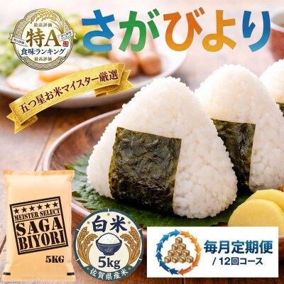 【毎月定期便】『さがびより白米5kg』五つ星お米マイスター厳選!(吉野ヶ里町)全12回
