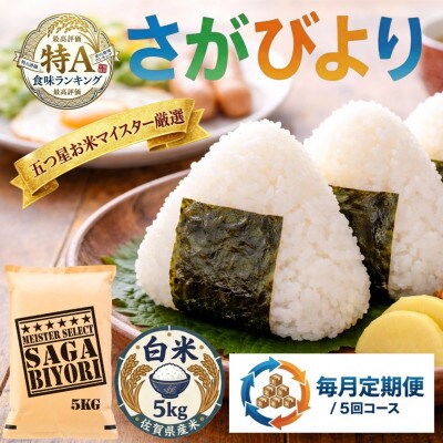 【毎月定期便】『さがびより白米5kg』五つ星お米マイスター厳選!(吉野ヶ里町)全5回