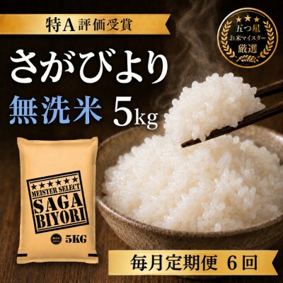 【毎月定期便】【無洗米さがびより5kg】(吉野ヶ里町)全6回