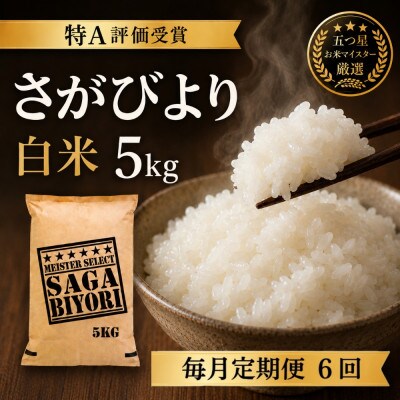 【毎月定期便】『さがびより白米5kg』五つ星お米マイスター厳選!(吉野ヶ里町)全6回