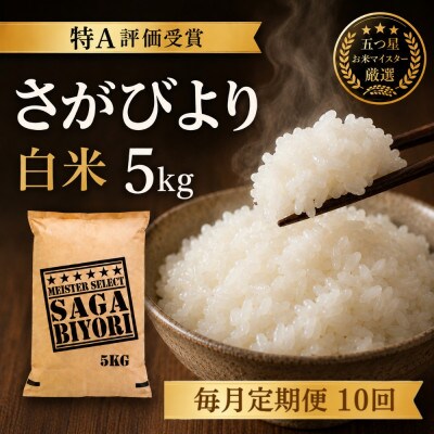 【毎月定期便】『さがびより白米5kg』五つ星お米マイスター厳選!(吉野ヶ里町)全10回