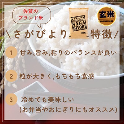 2023年7月発送開始『定期便』玄米さがびより5kg【五つ星お米マイスター厳選!】全5回