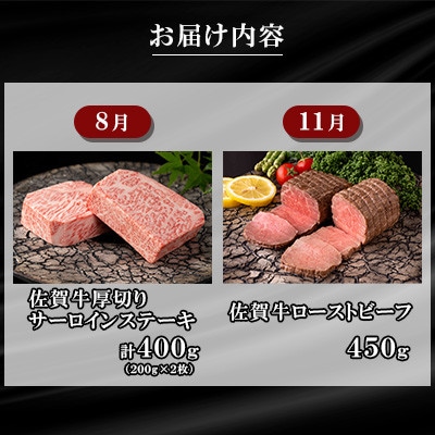【発送月固定定期便】肉の定期便!佐賀牛を3ケ月に1回お届け!【Aコース】全4回
