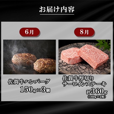 【発送月固定定期便】肉の定期便!厳選佐賀牛 偶数月お届け【Bコース】全6回
