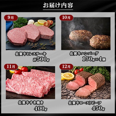 【発送月固定定期便】肉の定期便!特選佐賀牛毎月月替わりでお届け【Eコース】全12回