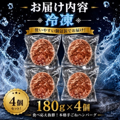 【さとふる限定】佐賀牛100%_お肉屋さんの手ごねジューシー生ハンバーグ180g×4個(吉野ヶ里町)