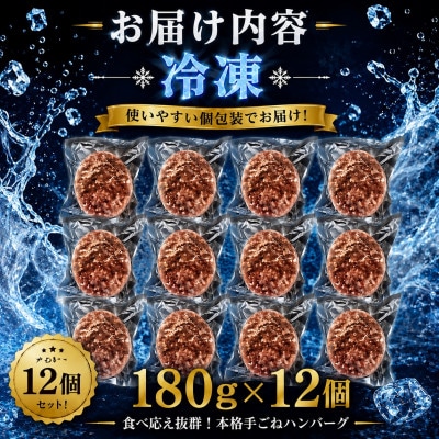 【さとふる限定】佐賀牛100%_お肉屋さんの手ごねジューシー生ハンバーグ180g×12個 吉野ヶ里町