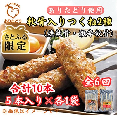 【2ヵ月毎定期便】【さとふる限定】合計10本ありたどりつくね2種　5本入×各1袋(吉野ヶ里町)全6回