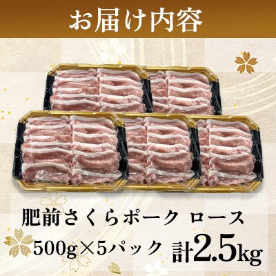 肥前さくらポーク ロース 計2.5kg(500g×5パック)(吉野ヶ里町)