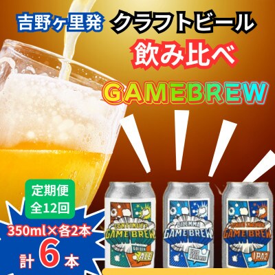 【毎月定期便】クラフトビール GAMEBREW 3種 6本セット(3種×2本) 各350ml全12回
