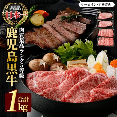 鹿児島黒牛サーロインステーキ2枚・すきやきセット(計1kg)5等級【JA鹿児島いずみ】ja-6011 | ふるさと納税のお礼品