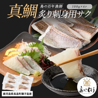 獅子島産 百年漁師の真鯛 炙り 刺身 サク 約100g×6P【島のごちそう】gochi-1330