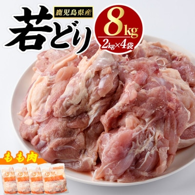 鹿児島県産 若どり モモ肉 計8kg (2kg×4袋) 【まつぼっくり】_matu-1456