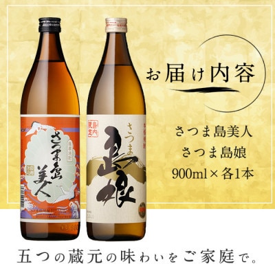 【毎月定期便】本格焼酎　さつま島美人・島娘セット900ml各1本nagashima-1672全6回