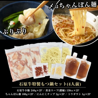 石原牛 特製もつ鍋セット 4人前 国産【石原PRO】(長島町) ishihara-1352