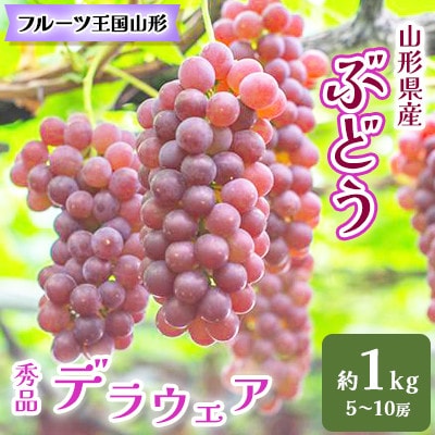 ☆フルーツ王国山形☆山形県産ぶどう　デラウェア　秀品　約1kg(5～10房)
