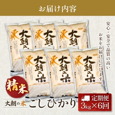 【毎月定期便】コシヒカリ 精米 3kg 大朝の米こしひかり 栄ファーム全6回