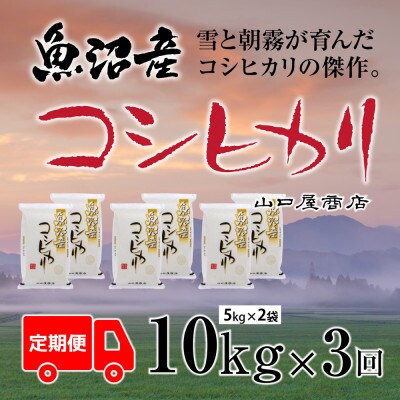 【毎月定期便】【精選☆川西地区育ち】　魚沼産コシヒカリ　5kg×2袋　全3回