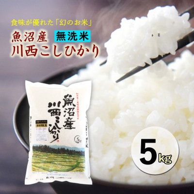 【無洗米】 新潟県魚沼産 川西コシヒカリ  5kg　令和7年産米【10月下旬以降発送】