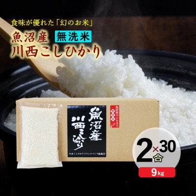 【無洗米】 新潟県魚沼産川西コシヒカリ 2合(300g)×30袋入