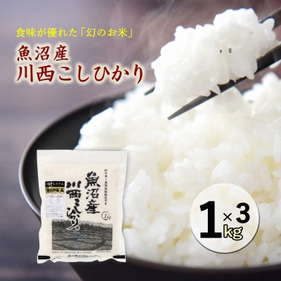 新潟県魚沼産　川西こしひかり　精米　1kg×3　令和8年産米