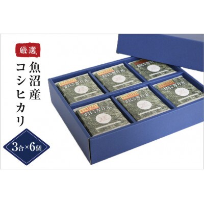 〈厳選された魚沼産コシヒカリ〉【無地熨斗付】【無洗米】おにぎり米3合(450g)×6個 ギフトセット