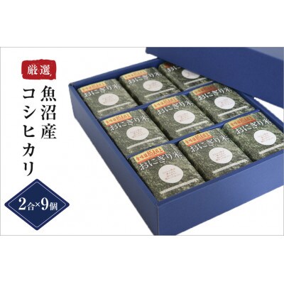 〈厳選された魚沼産コシヒカリ〉【無地熨斗付】【無洗米】おにぎり米2合(300g)×9個ギフトセット　