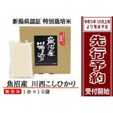 【先行受付】【無洗米】新潟県魚沼産　川西こしひかり1合×10袋　令和5年度米