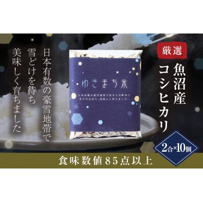ゆきまち米(精米)2合(300g)×10個　〈厳選された新潟県魚沼産コシヒカリ〉　令和8年度米