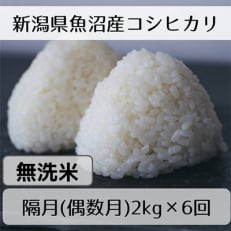 【発送月固定定期便】新潟県魚沼産コシヒカリ「山清水米」無洗米2kg(偶数月発送)全6回