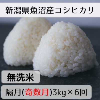 【発送月固定定期便】新潟県魚沼産コシヒカリ「山清水米」無洗米3kg(奇数月発送) 全6回