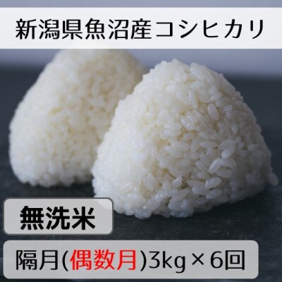 【発送月固定定期便】新潟県魚沼産コシヒカリ「山清水米」無洗米3kg(偶数月発送) 全6回