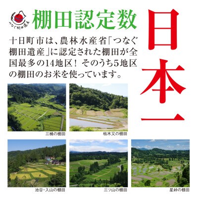 【毎月定期便】新潟県十日町市魚沼産コシヒカリ「つなぐ棚田米」無洗米5kg全6回