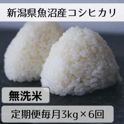 【毎月定期便】新潟県魚沼産コシヒカリ「山清水米」無洗米3kg全6回