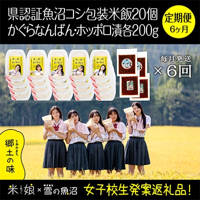 【毎月定期便】女子高生×雪の魚沼!県認証特栽魚沼コシ包装米飯20個+みそ各2×12全6回