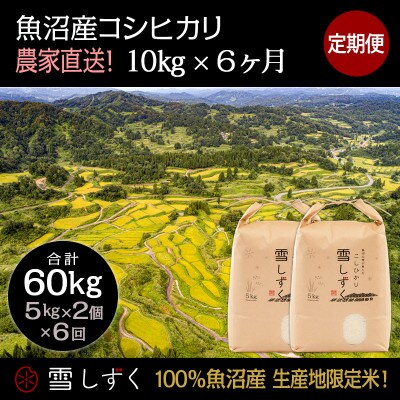 【毎月定期便】中里地域限定!魚沼産コシヒカリ10kg(5kg×2袋)×6回 合計60kg全6回
