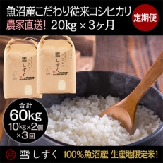2023年5月発送開始『定期便』魚沼産こだわり従来コシヒカリ【合計60kg】毎月20kg全3回 | ふるさと納税のお礼品