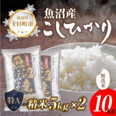 無洗米  魚沼産 コシヒカリ 5kg ×2袋 美味しい炊き方ガイド付き