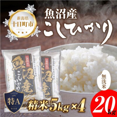 無洗米 魚沼産 コシヒカリ 20kg 美味しい炊き方ガイド付き | お礼品