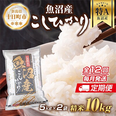 毎月定期便】魚沼産 コシヒカリ 5kg ×2袋 計10kg (お米の炊き方