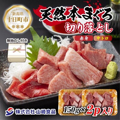 【熨斗付き】天然本マグロ 切り落とし 赤身 中トロ 150g×2パック 計300g 新潟県十日町市