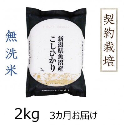 【毎月定期便】魚沼産コシヒカリ無洗米　2kg全3回