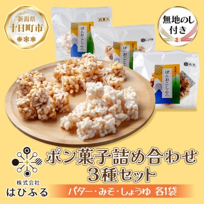 【無地のし】 ポン菓子詰め合わせ 3種セット 新潟県 十日町市 はぴふる