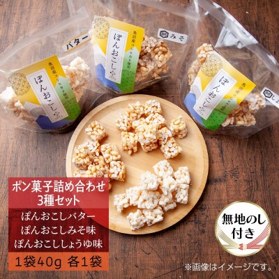 【無地のし】 ポン菓子詰め合わせ 3種セット 新潟県 十日町市 はぴふる