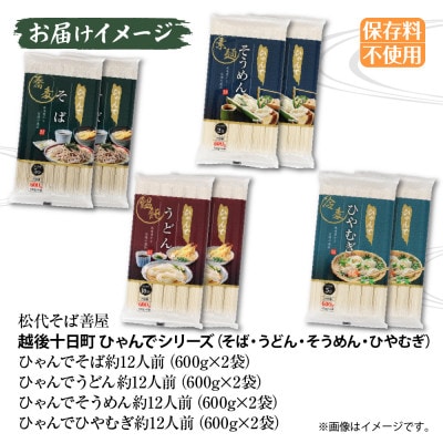 ひゃんで乾麺4種セット(そば・うどん・そうめん・ひやむぎ)計約48人前 松代そば善屋 新潟県十日町市