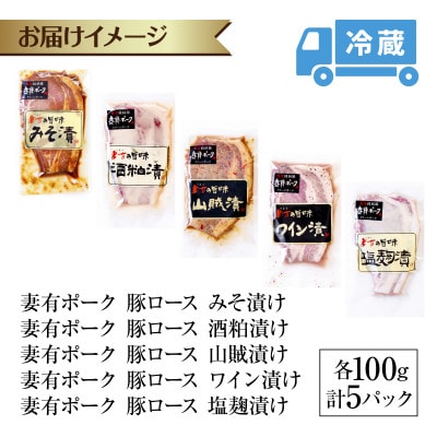 妻有ポークロース 5種 各1個 みそ漬け・酒粕漬け・山賊漬け・ワイン漬け・塩麹漬け 新潟県十日町市