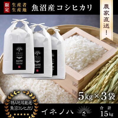【令和8年産 新米先行予約】魚沼産コシヒカリ 精米 15kg(5kg×3袋) 特A地区 農家直送