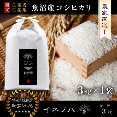 【令和8年産 新米先行予約】魚沼産コシヒカリ 精米 3kg(3kg×1袋) 特A地区 農家直送