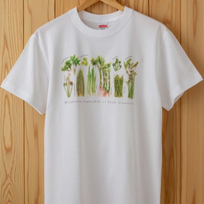 着る山菜!【山菜図鑑Tシャツ・ホワイト】Lサイズ